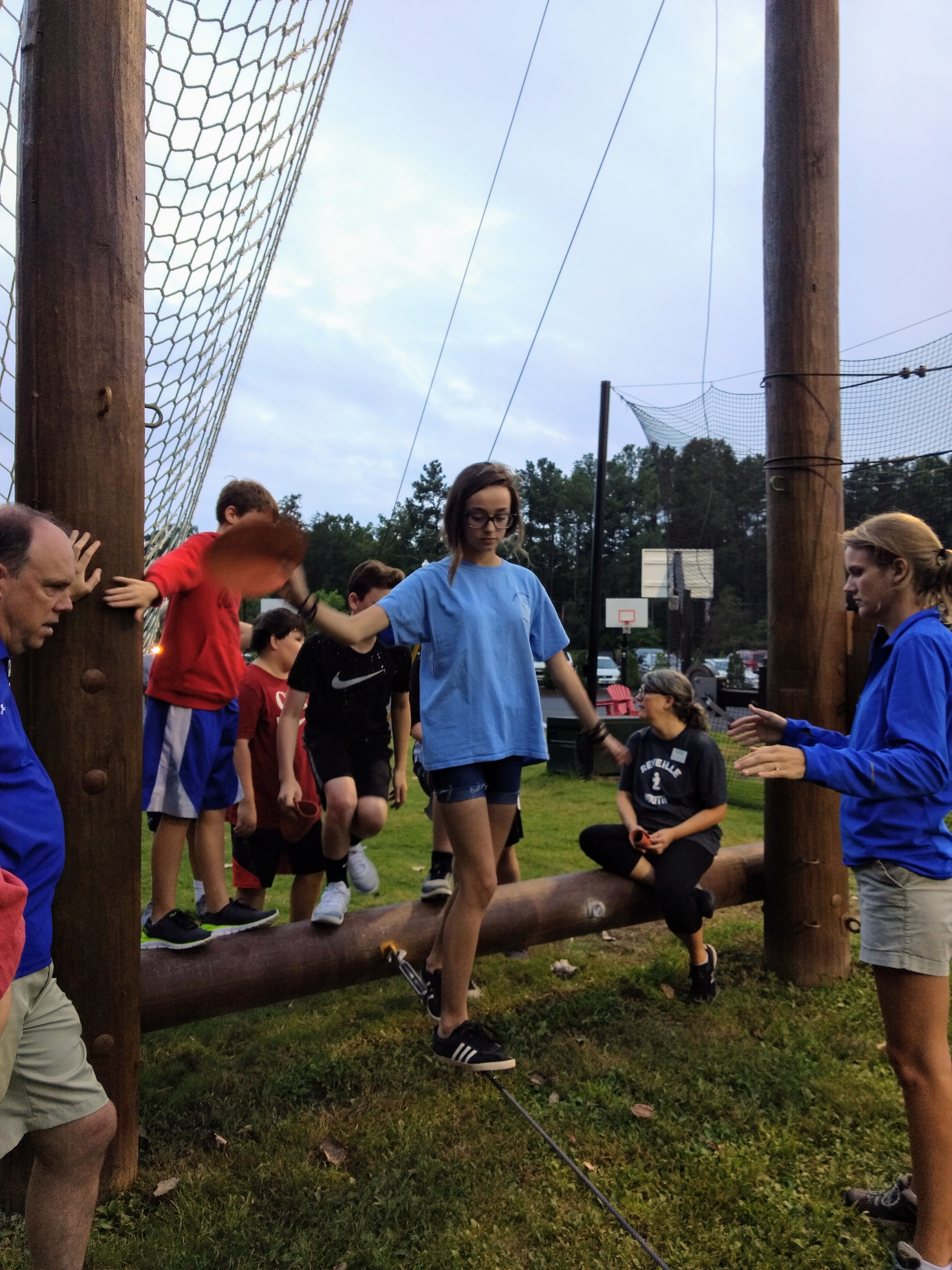 Confirmation class on low ropes course