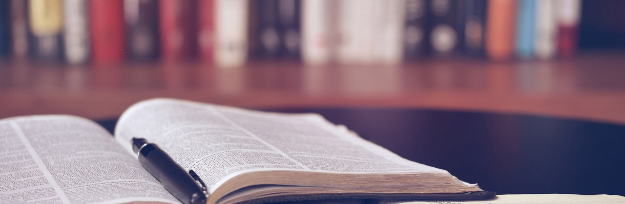 Book on table in library